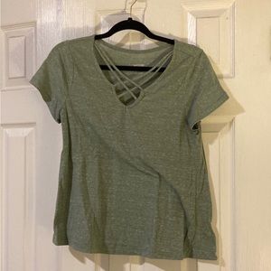 Mossimo strappy front marled green tshirt